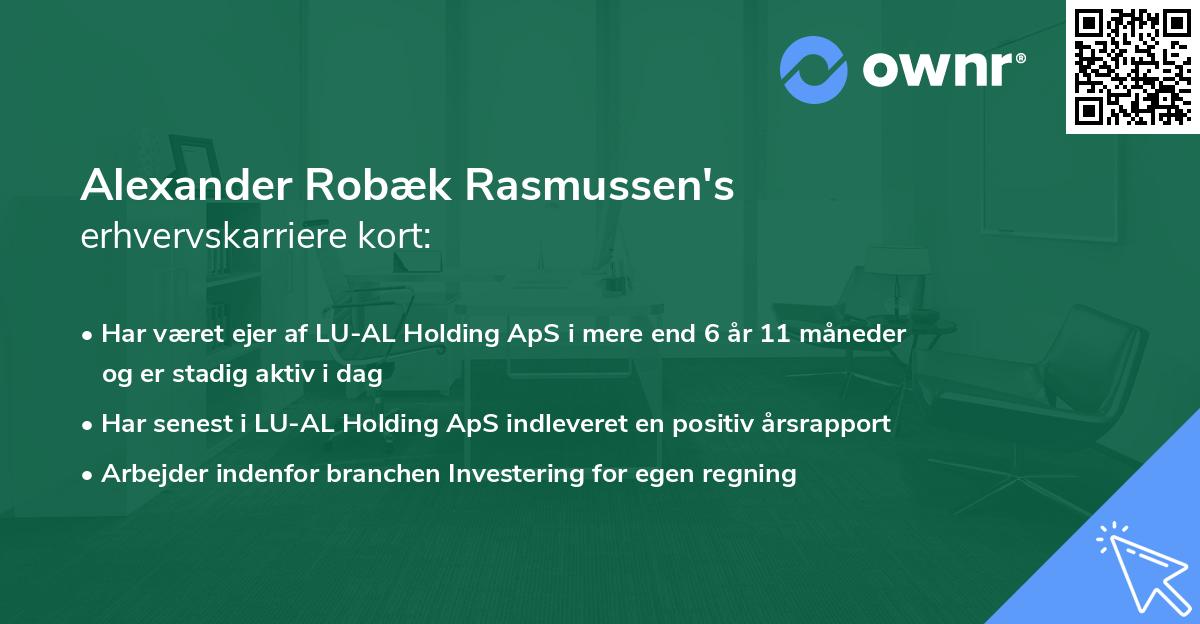 Alexander Robæk Rasmussen's erhvervskarriere kort