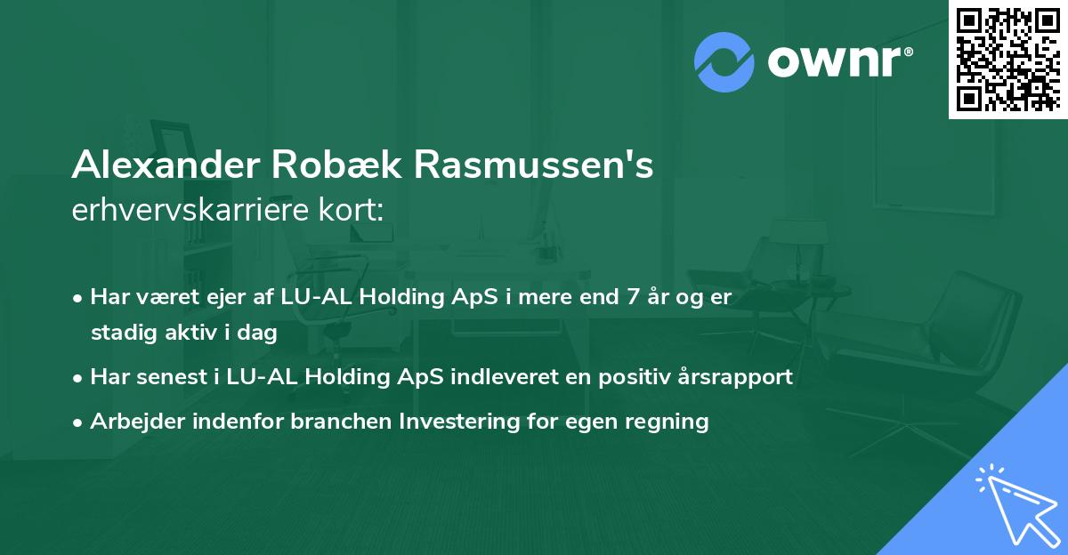 Alexander Robæk Rasmussen's erhvervskarriere kort