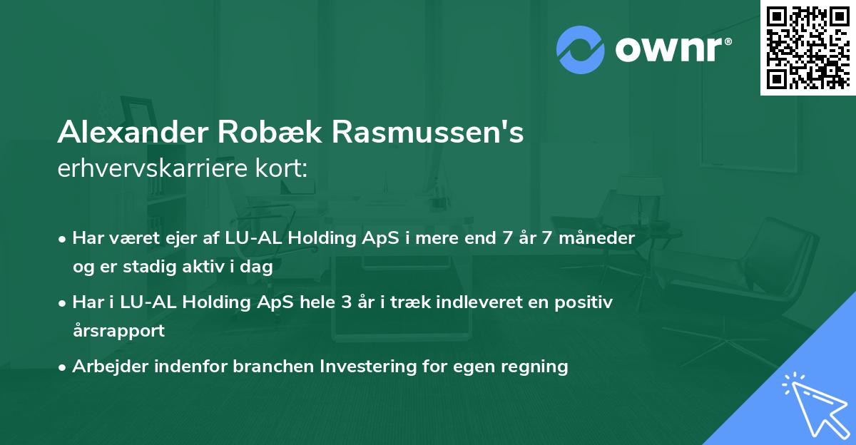 Alexander Robæk Rasmussen's erhvervskarriere kort