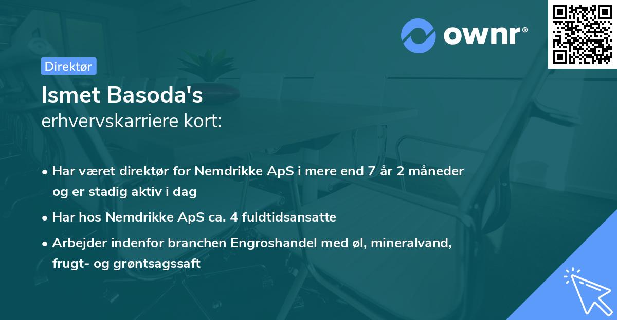 Ismet Basoda's erhvervskarriere kort