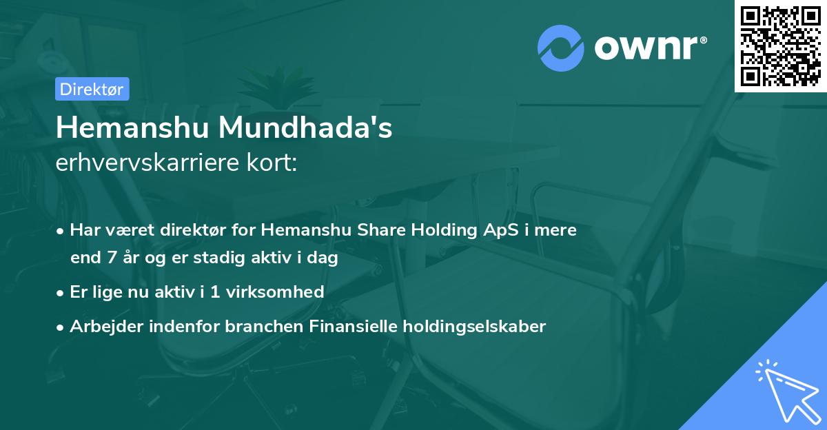 Hemanshu Mundhada's erhvervskarriere kort