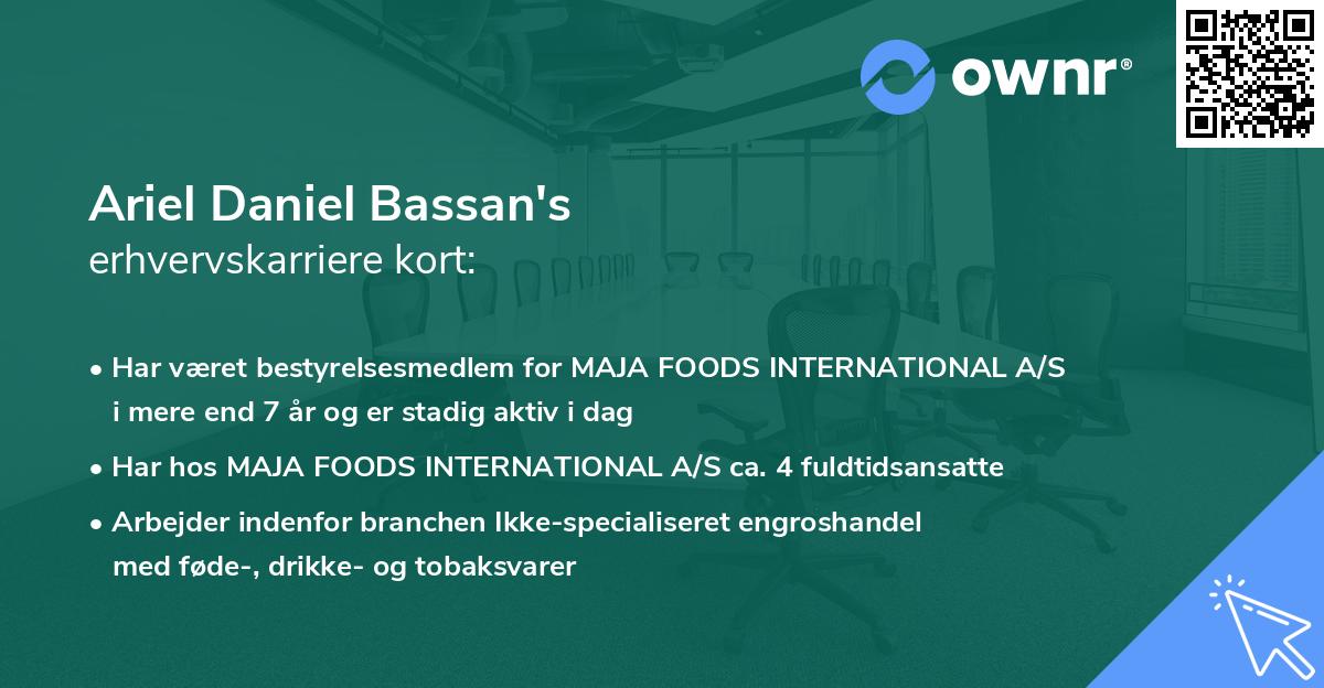 Ariel Daniel Bassan's erhvervskarriere kort