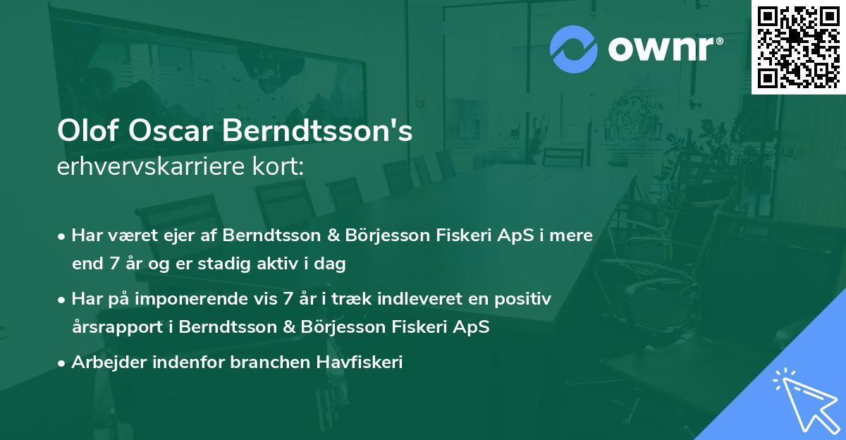 Olof Oscar Berndtsson's erhvervskarriere kort