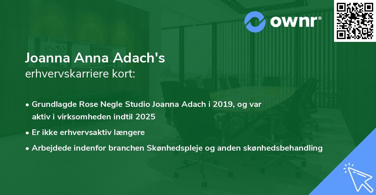 Joanna Anna Adach's erhvervskarriere kort