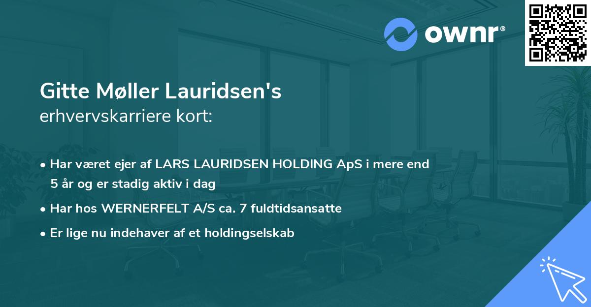 Gitte Møller Lauridsen's erhvervskarriere kort