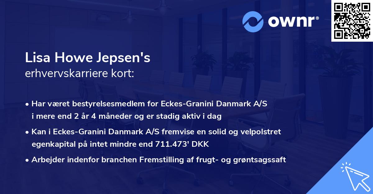 Lisa Howe Jepsen's erhvervskarriere kort