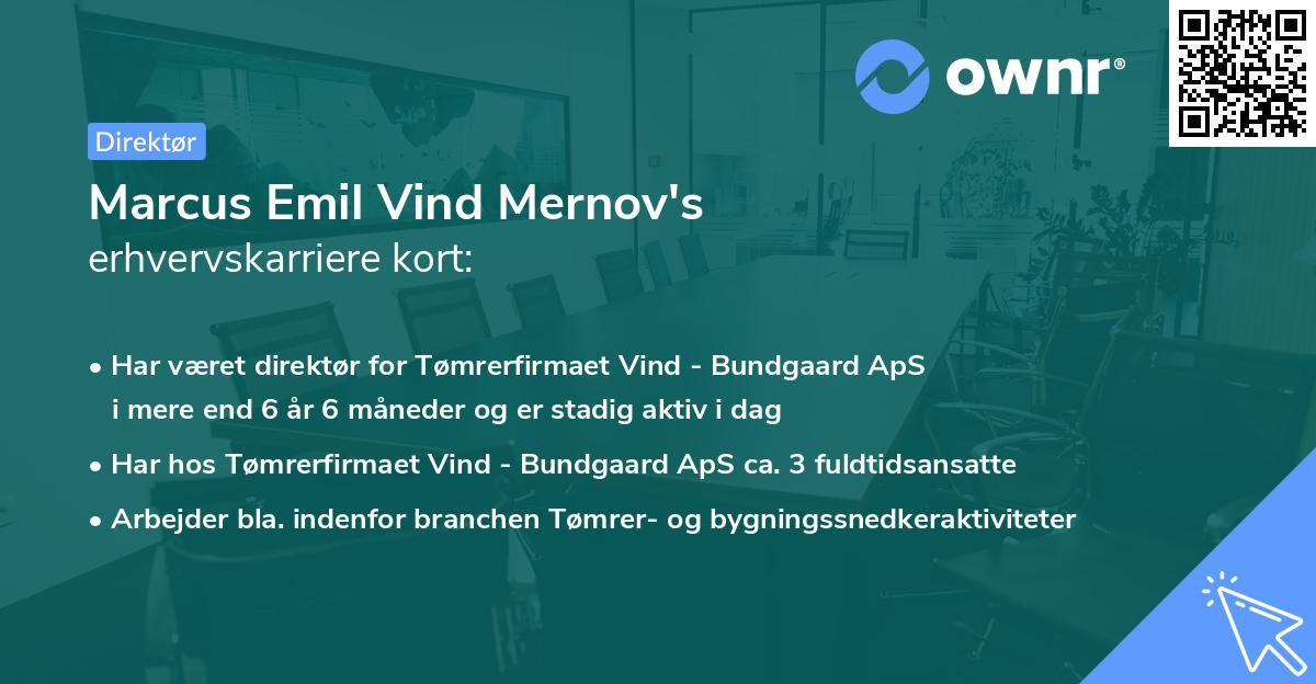 Marcus Emil Vind Mernov's erhvervskarriere kort