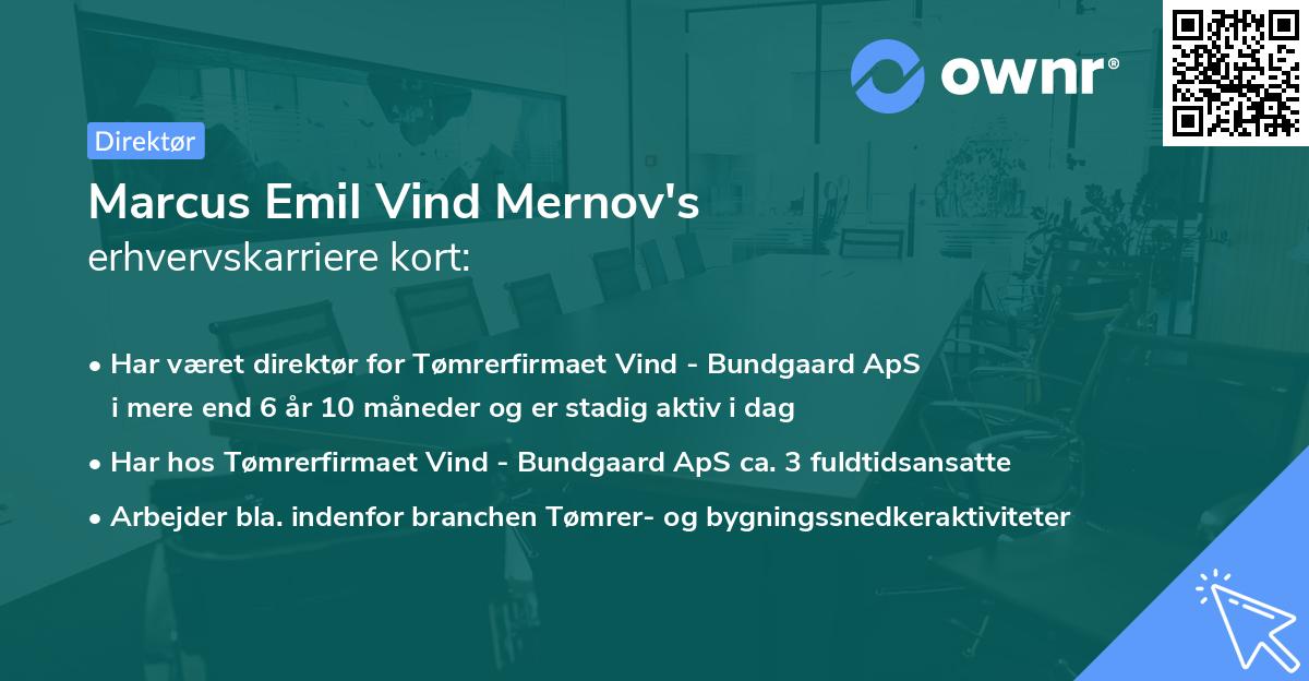 Marcus Emil Vind Mernov's erhvervskarriere kort