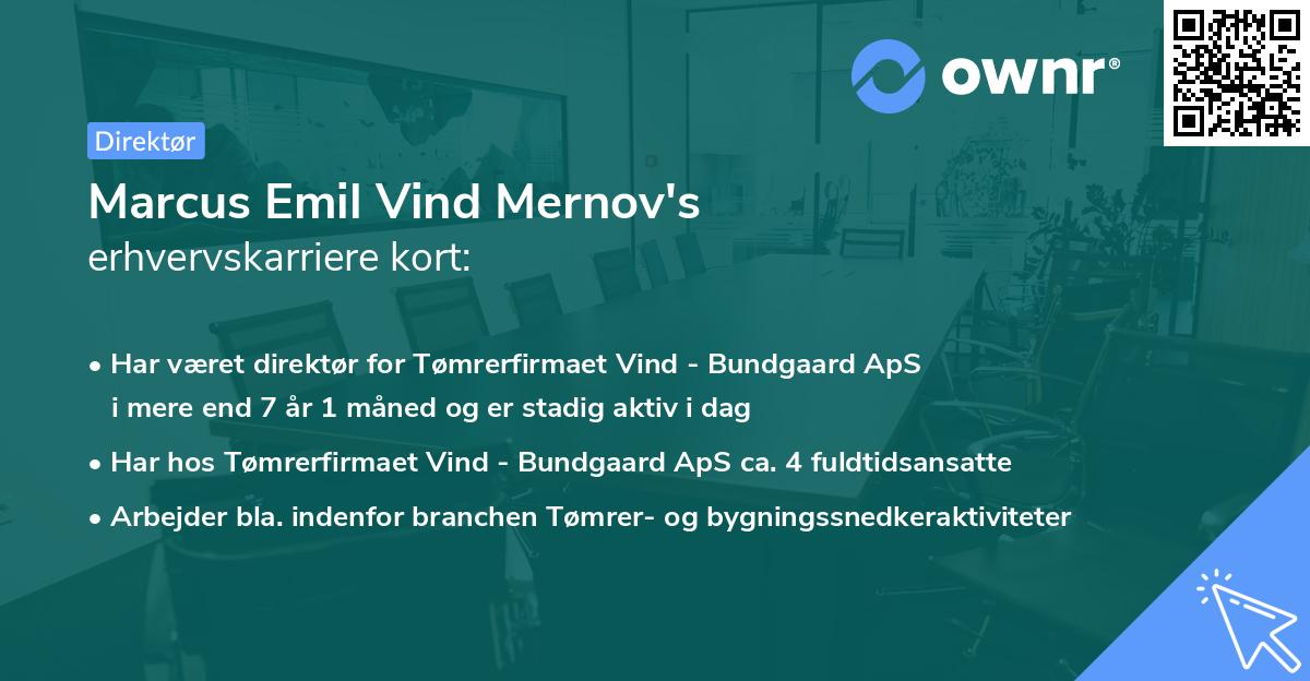 Marcus Emil Vind Mernov's erhvervskarriere kort