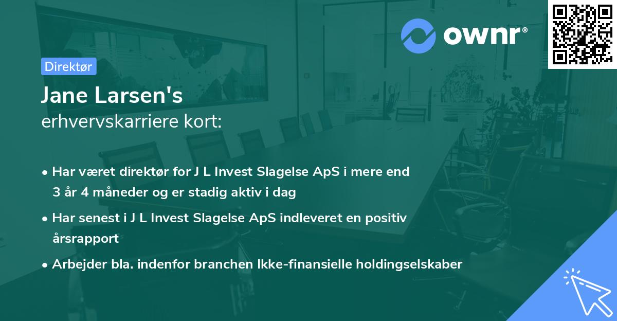 Jane Larsen's erhvervskarriere kort