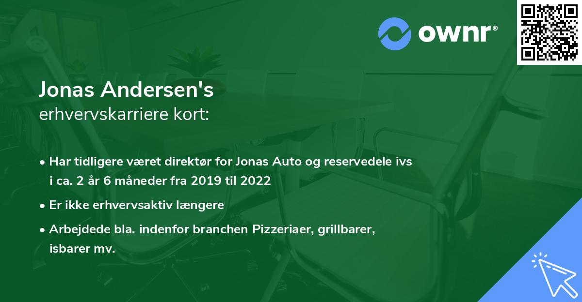 Jonas Andersen's erhvervskarriere kort