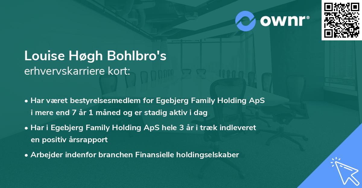 Louise Høgh Bohlbro's erhvervskarriere kort