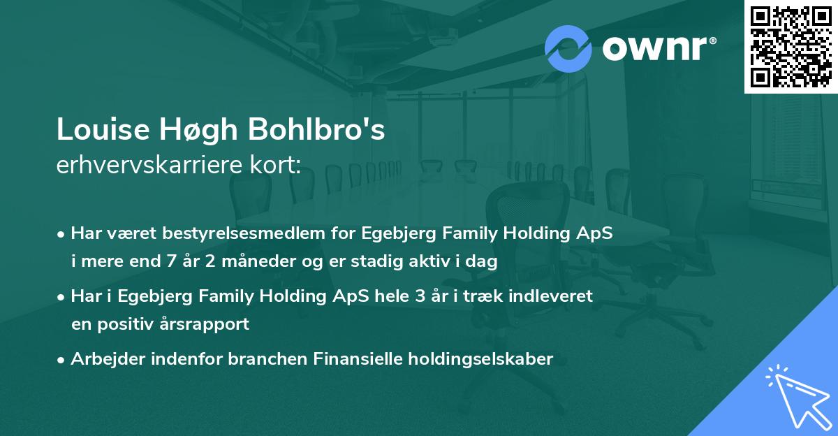 Louise Høgh Bohlbro's erhvervskarriere kort