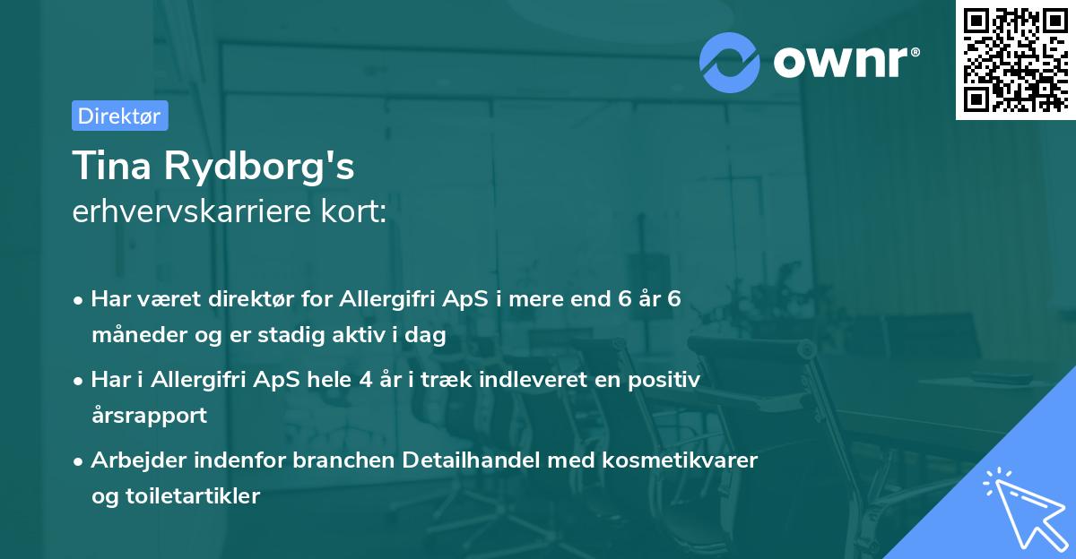 Tina Rydborg's erhvervskarriere kort