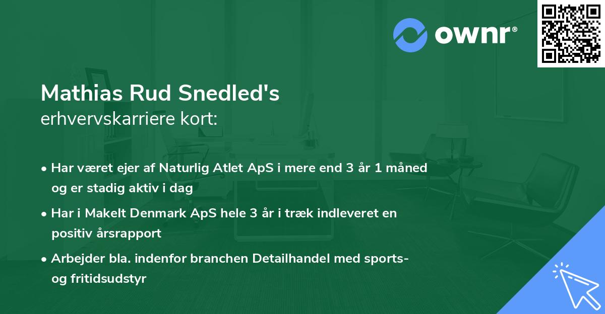 Mathias Rud Snedled's erhvervskarriere kort