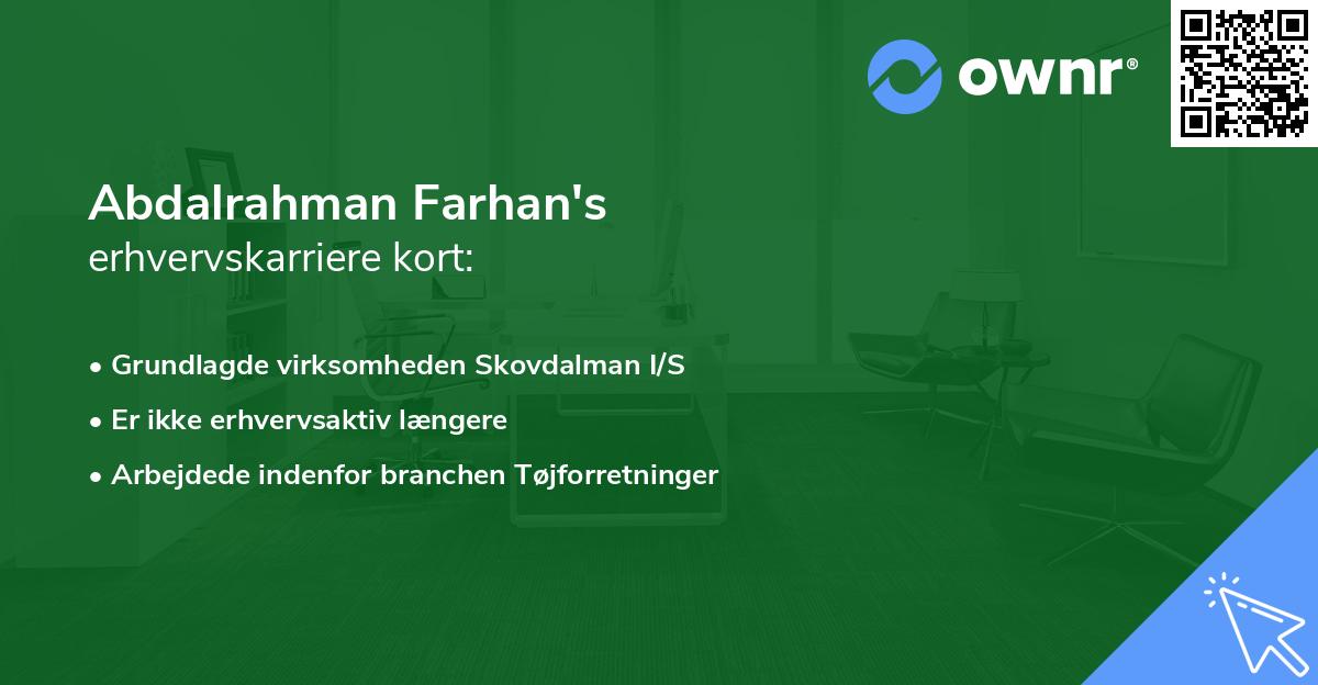 Abdalrahman Farhan's erhvervskarriere kort