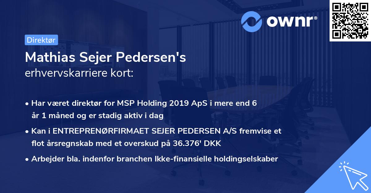 Mathias Sejer Pedersen's erhvervskarriere kort