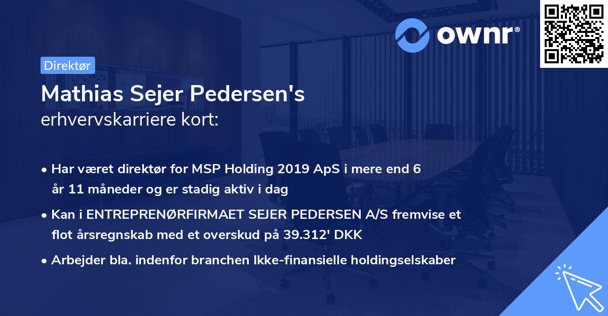 Mathias Sejer Pedersen's erhvervskarriere kort