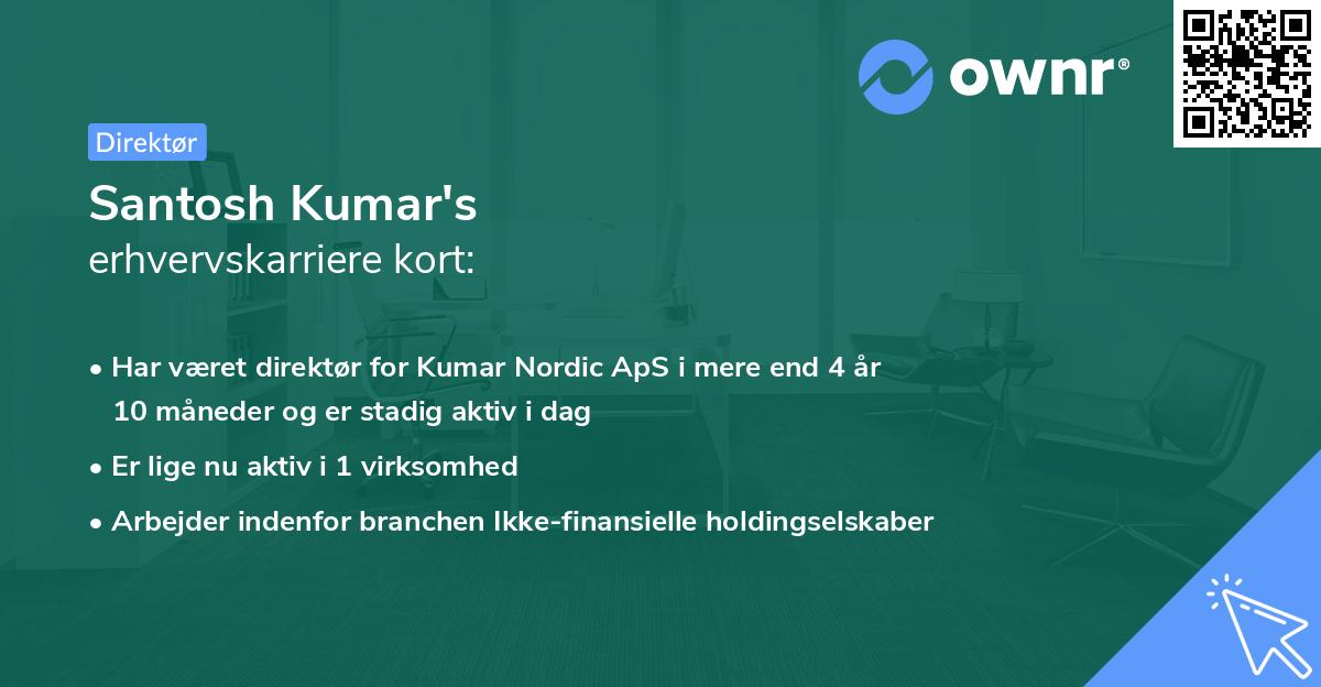 Santosh Kumar's erhvervskarriere kort