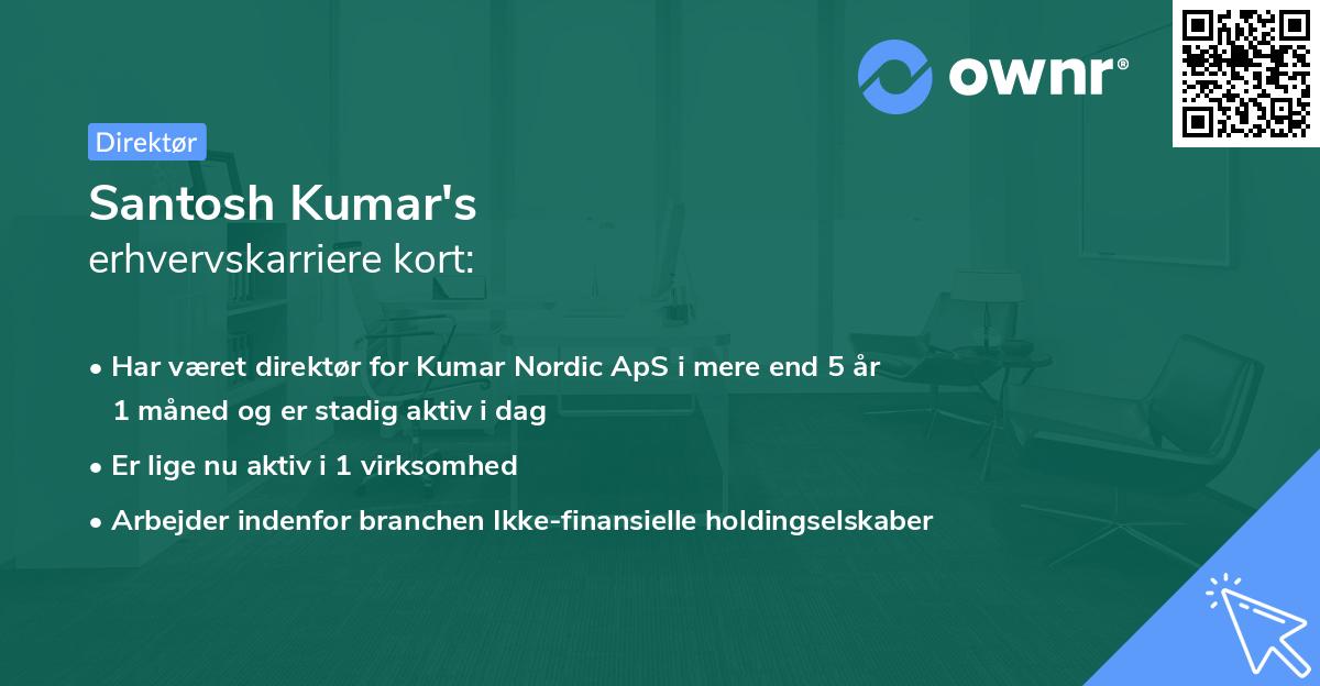 Santosh Kumar's erhvervskarriere kort