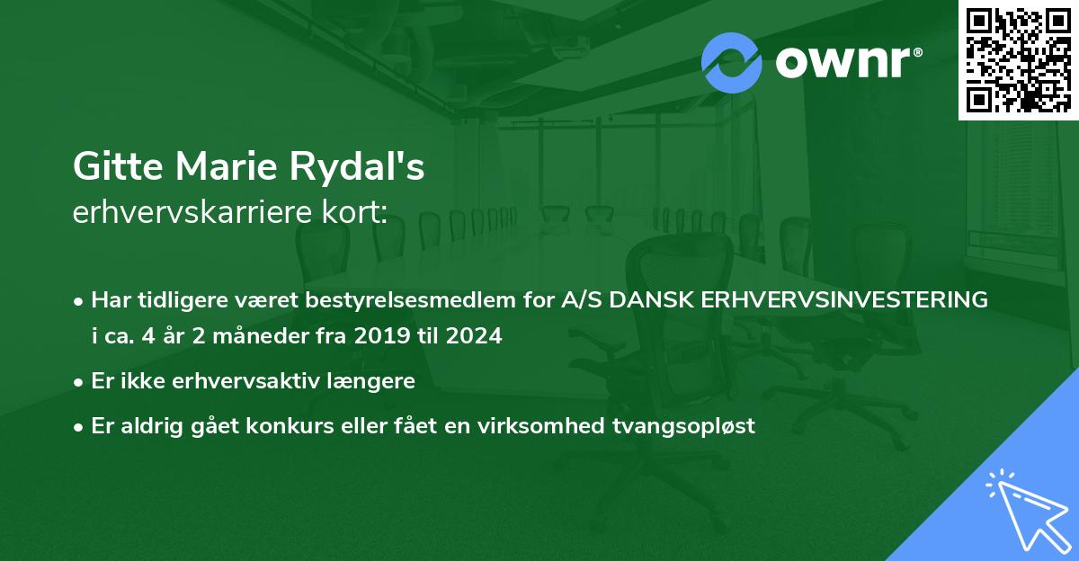 Gitte Marie Rydal's erhvervskarriere kort