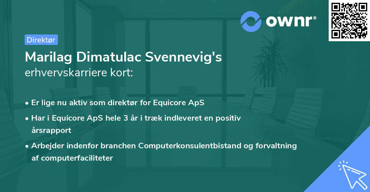 Marilag Dimatulac Svennevig's erhvervskarriere kort