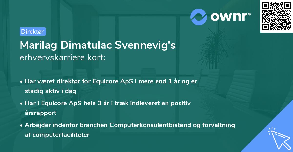 Marilag Dimatulac Svennevig's erhvervskarriere kort