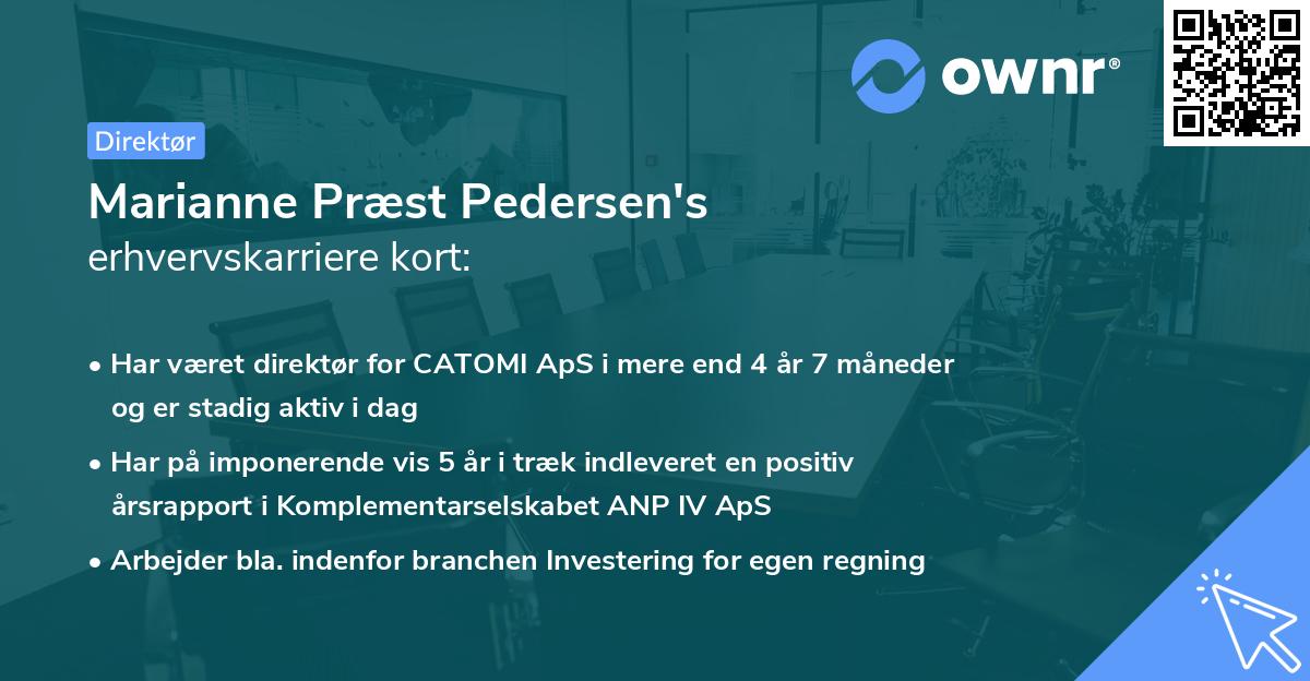 Marianne Præst Pedersen's erhvervskarriere kort