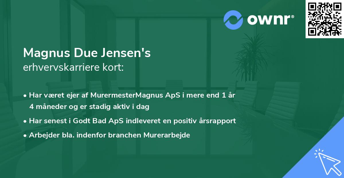 Magnus Due Jensen's erhvervskarriere kort