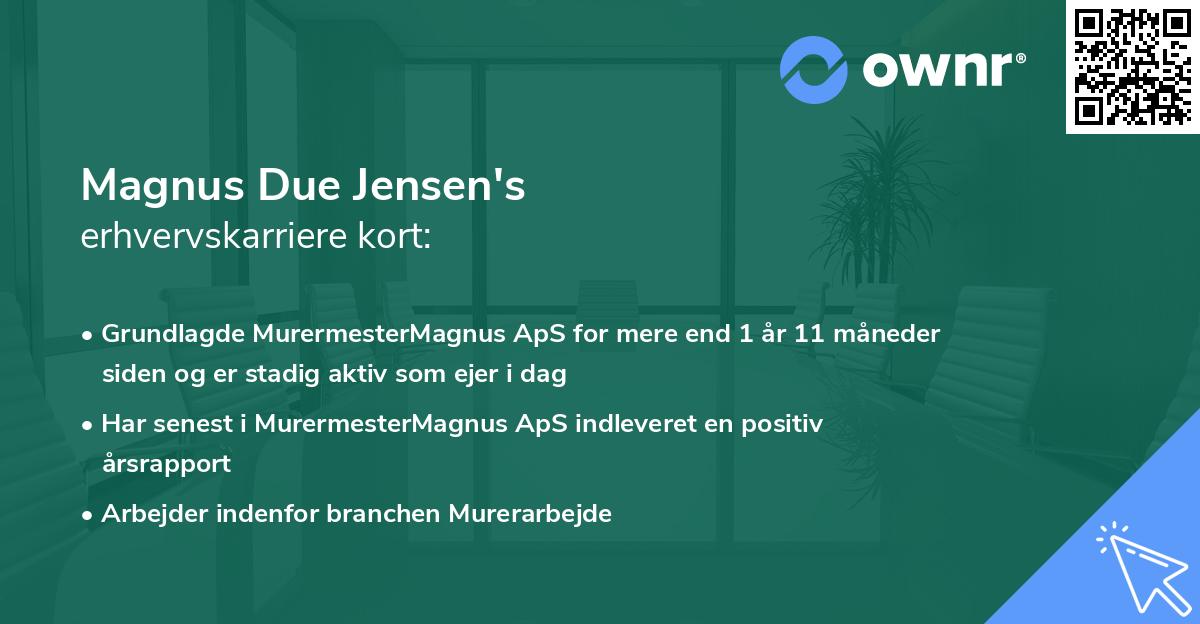 Magnus Due Jensen's erhvervskarriere kort