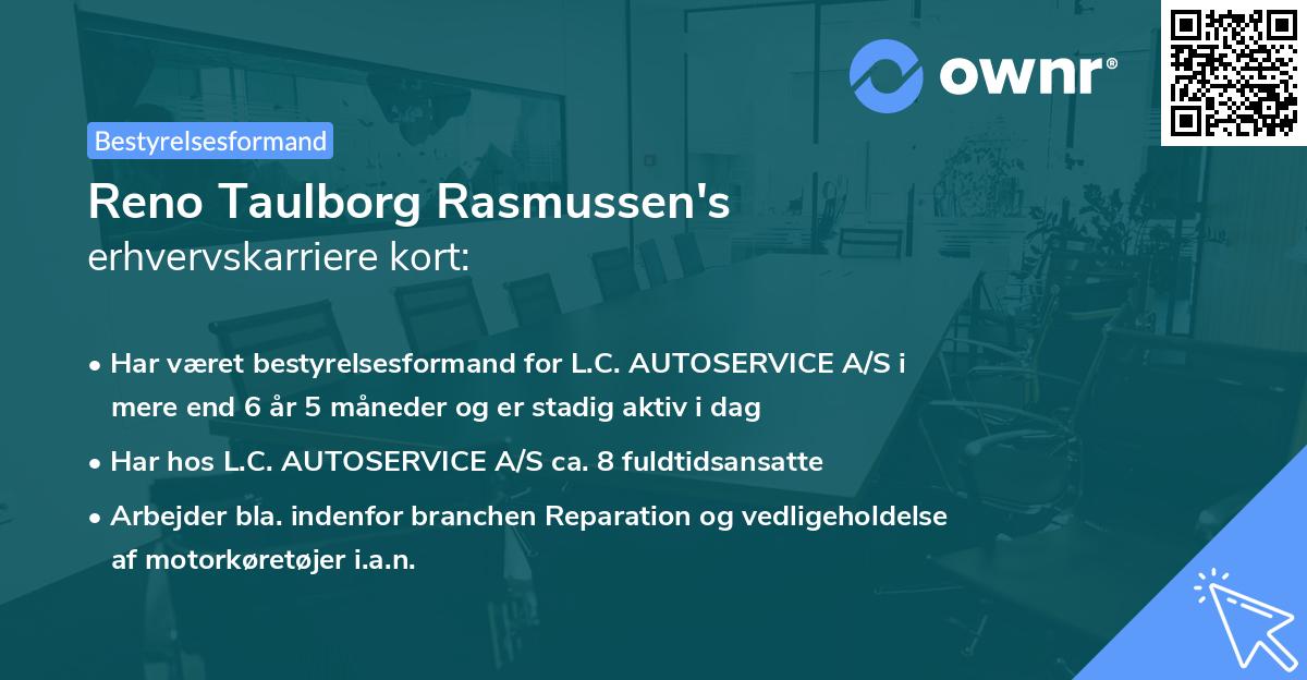 Reno Taulborg Rasmussen's erhvervskarriere kort