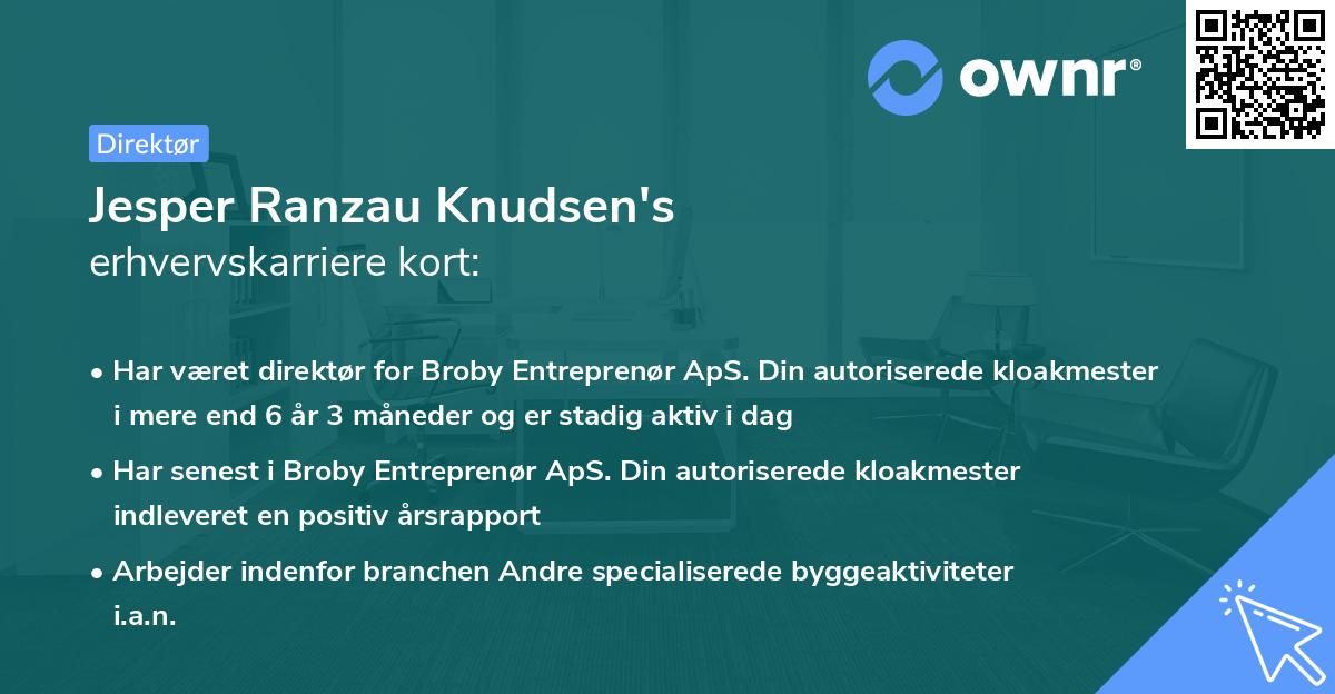 Jesper Ranzau Knudsen's erhvervskarriere kort