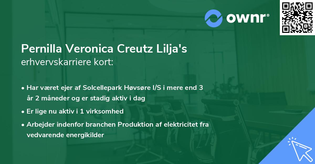 Pernilla Veronica Creutz Lilja's erhvervskarriere kort