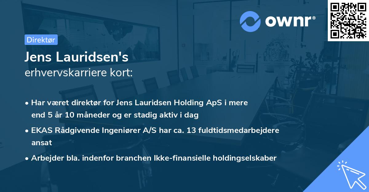 Jens Lauridsen's erhvervskarriere kort