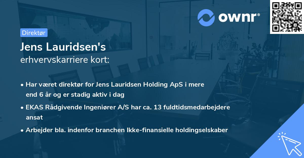 Jens Lauridsen's erhvervskarriere kort