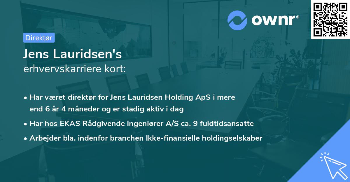 Jens Lauridsen's erhvervskarriere kort