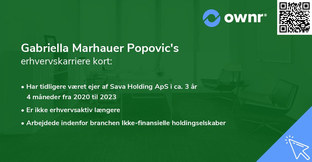 Gabriella Marhauer Popovic's erhvervskarriere kort