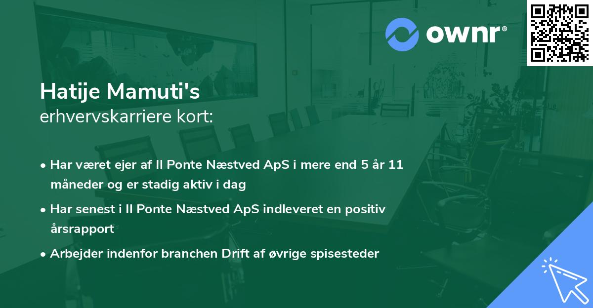Hatije Mamuti's erhvervskarriere kort