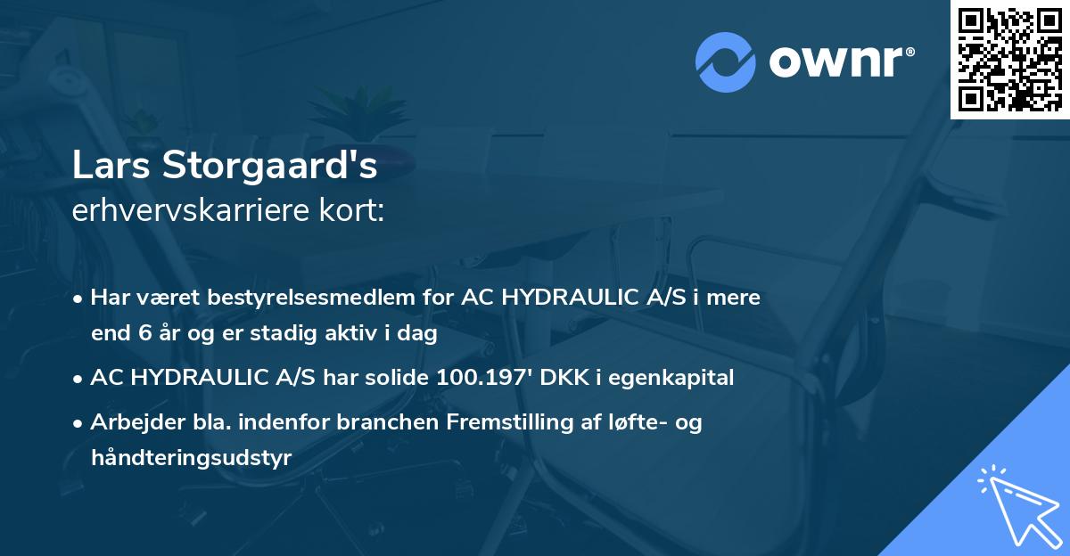 Lars Storgaard's erhvervskarriere kort