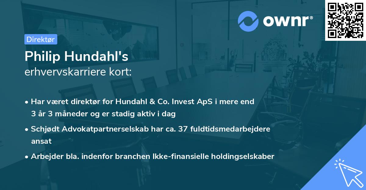 Philip Hundahl's erhvervskarriere kort