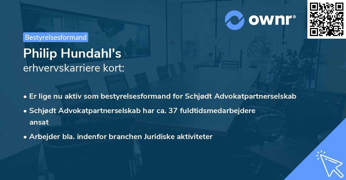 Philip Hundahl's erhvervskarriere kort