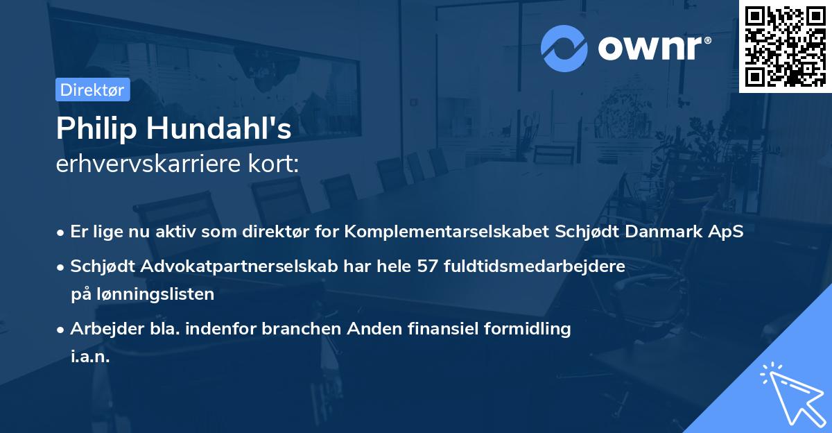 Philip Hundahl's erhvervskarriere kort