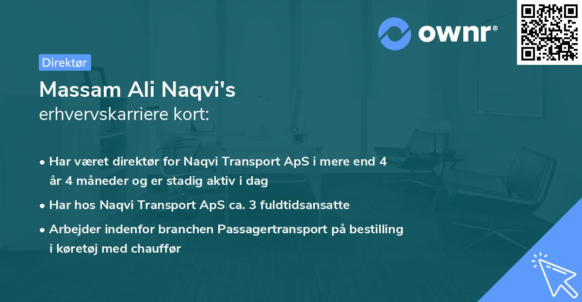 Massam Ali Naqvi's erhvervskarriere kort