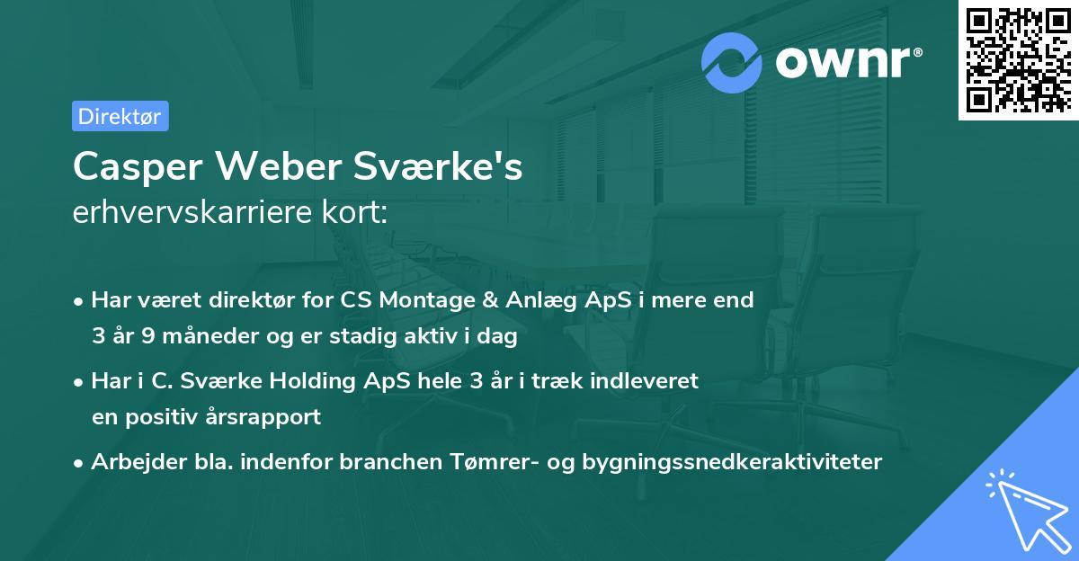 Casper Weber Sværke's erhvervskarriere kort
