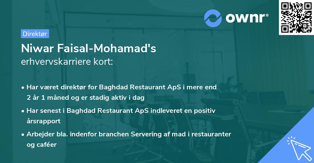 Niwar Faisal-Mohamad's erhvervskarriere kort