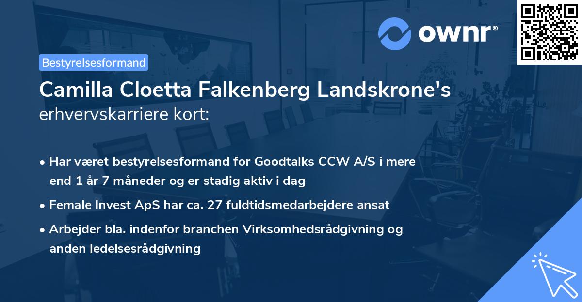Camilla Cloetta Falkenberg Landskrone's erhvervskarriere kort
