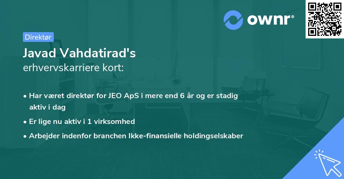 Javad Vahdatirad's erhvervskarriere kort