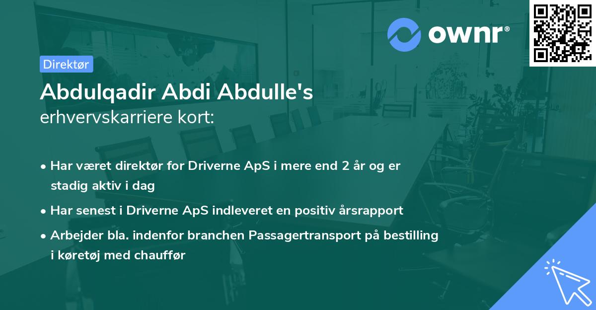 Abdulqadir Abdi Abdulle's erhvervskarriere kort