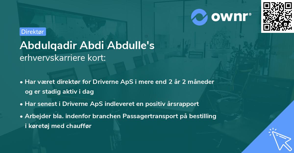 Abdulqadir Abdi Abdulle's erhvervskarriere kort