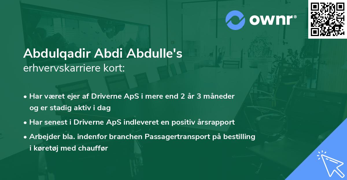 Abdulqadir Abdi Abdulle's erhvervskarriere kort